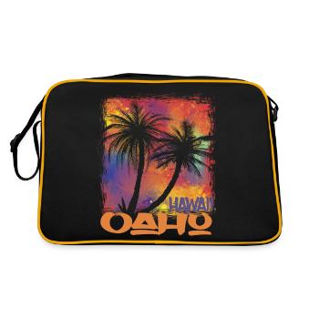 Family Vacation Hawaii Oahu Palm Tree Beach Ocean - Retro Bag - black/gold - Back