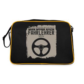 Fahrlehrer Fahrlererin Fahrschullehrer - Retro Tasche - Schwarz/Gold - Hinten