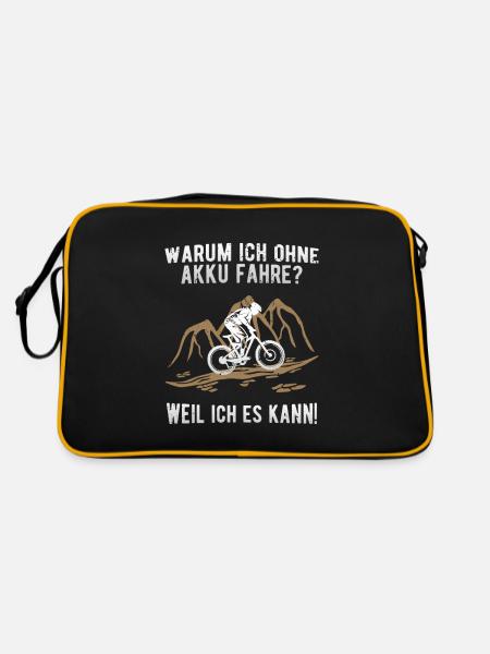 MTB ohne Akku - Fahrrad Radsport Mountainbike - Retro Tasche - Schwarz/Gold - Hinten