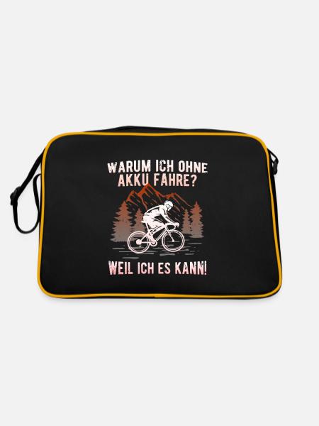 Fahrrad ohne Akku fahren - Echte Biker - Retro Tasche - Schwarz/Gold - Hinten