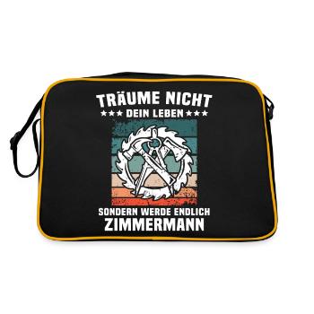 Zimmerer Sprüche Zimmermann - Retro Tasche - Schwarz/Gold - Hinten
