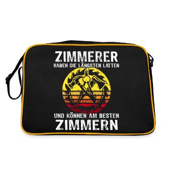 Zimmerer Sprüche Zimmermann - Retro Tasche - Schwarz/Gold - Hinten