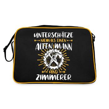 Zimmerer Sprüche Zimmermann - Retro Tasche - Schwarz/Gold - Hinten