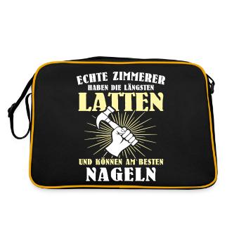 Zimmerer Sprüche Zimmermann - Retro Tasche - Schwarz/Gold - Hinten