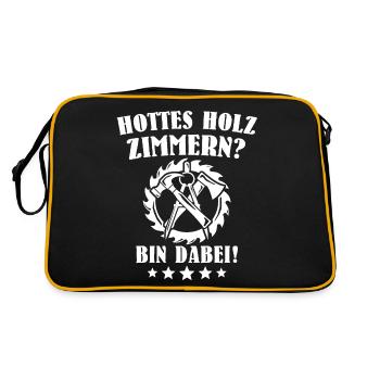 Zimmerer Sprüche Zimmermann - Retro Tasche - Schwarz/Gold - Hinten