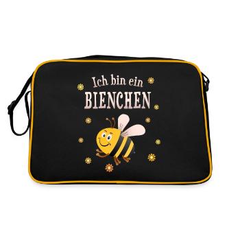 Biene Bienchen Imker Imkerin - Retro Tasche - Schwarz/Gold - Hinten