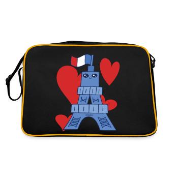 Cute Eiffel Tower Paris Kawaii Parisian souvenir - Retro Bag - black/gold - Back
