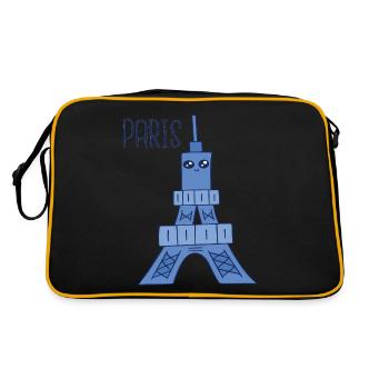 Paris Kawaii Eiffel Tower Parisian French Souv - Retro Bag - black/gold - Back