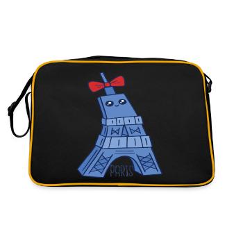 Cute Eiffel Tower Kawaii Love Paris Souvenir P - Retro Bag - black/gold - Back