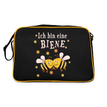 Biene Bienchen Bienen - Retro Tasche - Schwarz/Gold - Hinten