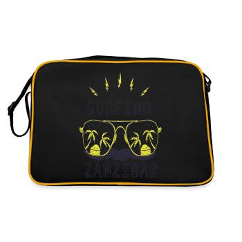 Sonnenbrille Surfen Zanzibar Strandurlaub Palme - Retro Tasche - Schwarz/Gold - Hinten