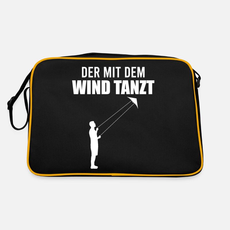 Drachensteigen Spruch Drachenfliegen Geschenk - Retro Tasche - Schwarz/Gold