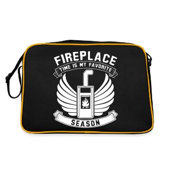 Stove Woodburning stove Firewood Fireplace - Retro Bag - black/gold - Back