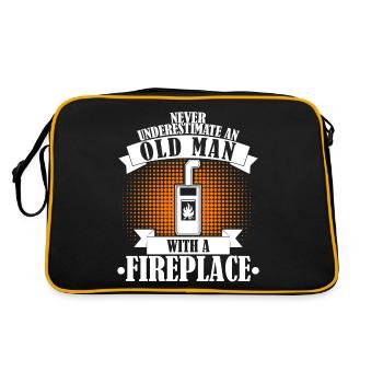 Fireplace Stove Woodburning stove Firewood - Retro Bag - black/gold - Back