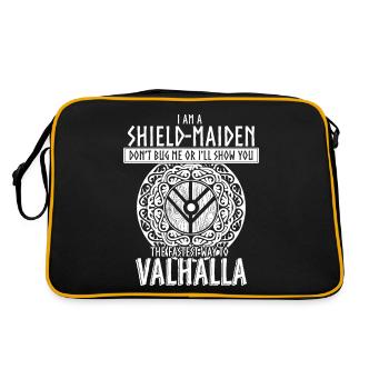 Schildmaid Berserker Wikinger - Retro Tasche - Schwarz/Gold - Hinten