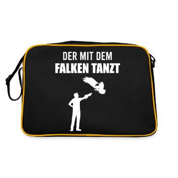 Falkner Mit Greifvogel Spruch Falknerei Geschenk - Retro Tasche - Schwarz/Gold - Hinten