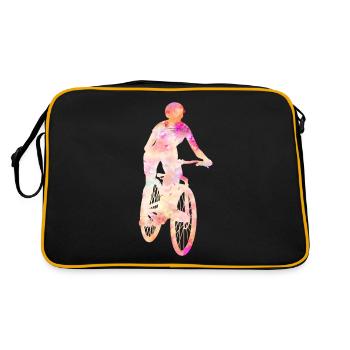 Radfahrerin Mountainbike Fahrer Geschenk Damen - Retro Tasche - Schwarz/Gold - Hinten