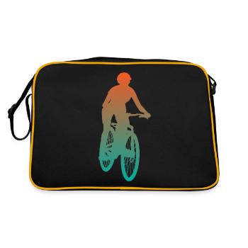 Radfahrerin Mountainbike Fahrer Geschenk Damen - Retro Tasche - Schwarz/Gold - Hinten