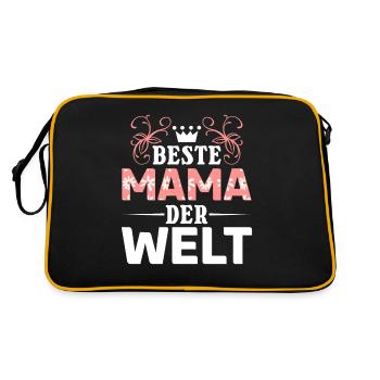 Für die beste Mama der Welt! Zum Muttertag - Retro Tasche - Schwarz/Gold - Hinten