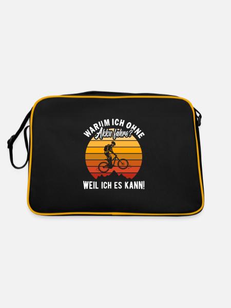 MTB ohne Akku - Fahrrad Radsport Mountainbike - Retro Tasche - Schwarz/Gold - Hinten