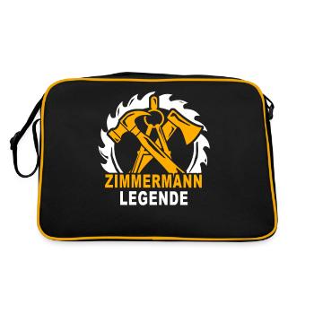 Zimmermann Zimmerer Zimmerleute - Retro Tasche - Schwarz/Gold - Hinten