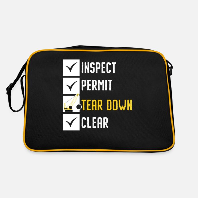Inspect Permit Tear Down Clear House Demolition Retro Bag