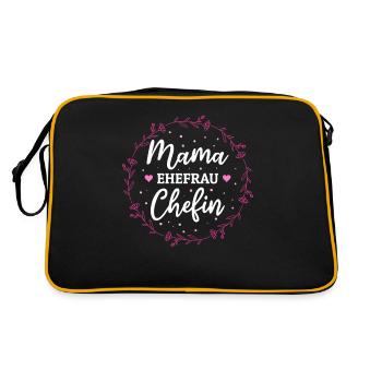 Mama Ehefrau Chefin - Zum Muttertag - Retro Tasche - Schwarz/Gold - Hinten
