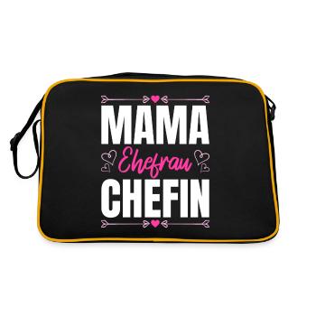 Mama Ehefrau Chefin - Zum Muttertag - Retro Tasche - Schwarz/Gold - Hinten