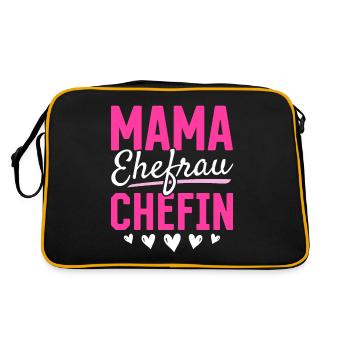 Mama Ehefrau Chefin - Zum Muttertag - Retro Tasche - Schwarz/Gold - Hinten