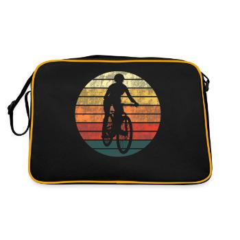 Radfahrerin Mountainbike Fahrer Retro Geschenk - Retro Tasche - Schwarz/Gold - Hinten