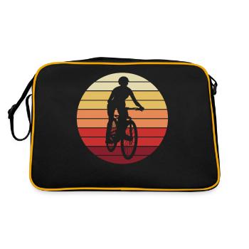 Radfahrerin Mountainbike Fahrer Retro Geschenk - Retro Tasche - Schwarz/Gold - Hinten