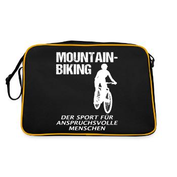 Mountainbike Fahrer Lustiger Spruch Geschenk Damen - Retro Tasche - Schwarz/Gold - Hinten
