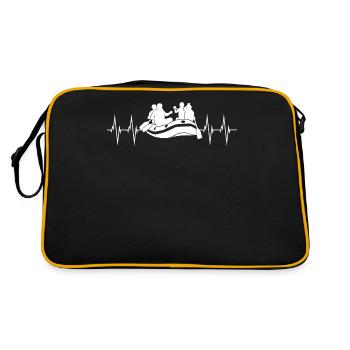 Rafting EKG Linie Wildwasserbootfahren Geschenk - Retro Tasche - Schwarz/Gold - Hinten