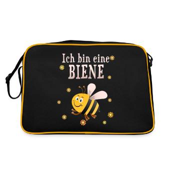 Biene Imkerin Frau Kind - Retro Tasche - Schwarz/Gold - Hinten