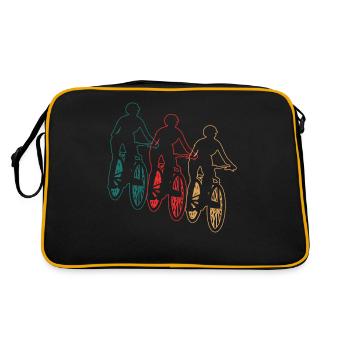 Radfahrerin Mountainbike Fahrer Retro Geschenk - Retro Tasche - Schwarz/Gold - Hinten