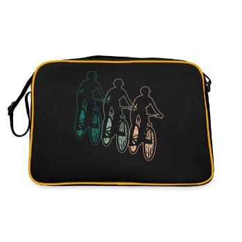 Radfahrerin Mountainbike Fahrer Retro Geschenk - Retro Tasche - Schwarz/Gold - Hinten