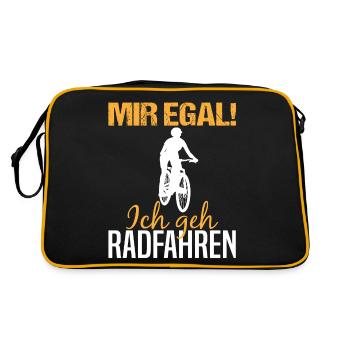 Mountainbike Fahrer Lustiger Spruch Geschenk Damen - Retro Tasche - Schwarz/Gold - Hinten