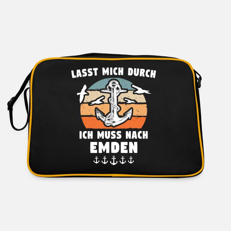 Emden Sprüche Emdener Spruch - Retro Tasche - Schwarz/Gold