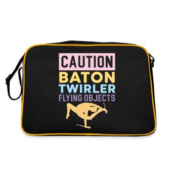Vorsicht Baton Twirler Fliegende Objekte Baton Twi - Retro Tasche - Schwarz/Gold - Hinten