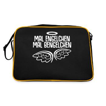 Engelchen Bengelchen Engel Bengel - Retro Tasche - Schwarz/Gold - Hinten