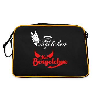 Engel Bengelchen Heiligenschein Bengel - Retro Tasche - Schwarz/Gold - Hinten