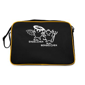 Engelchen Teufelchen Bengelchen Bengel - Retro Tasche - Schwarz/Gold - Hinten