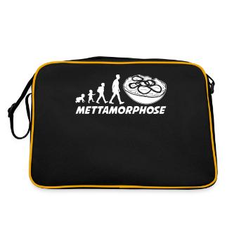Mettbrötchen Mettigel Hackfleisch Mett - Retro Tasche - Schwarz/Gold - Hinten