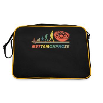 Mettbrötchen Hackfleisch Mett - Retro Tasche - Schwarz/Gold - Hinten
