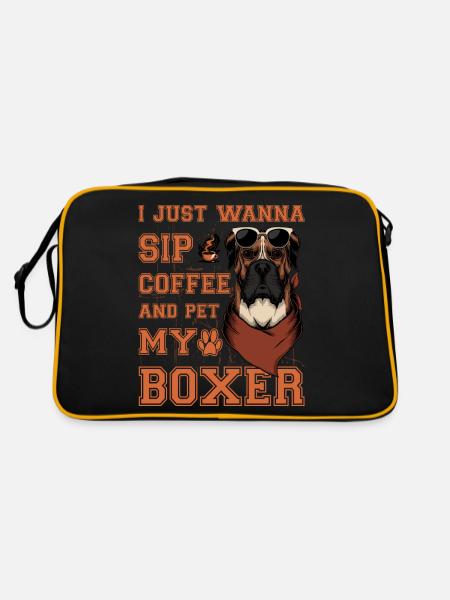 Je veux juste siroter un café et caresser mon boxer - Sac Retro - noir/or - Dos
