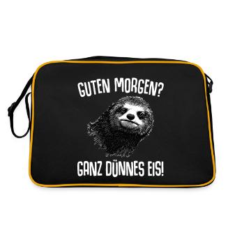 Faultier Guten Morgen Ganz Dünnes Eis Büro Humor - Retro Tasche - Schwarz/Gold - Hinten