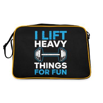 Ich hebe schwere Sachen zum Spaß Gewichtheben Fitn - Retro Tasche - Schwarz/Gold - Hinten