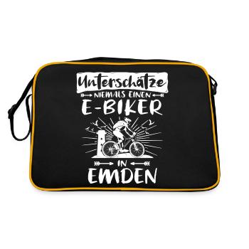 Emden Ebike Emdener Ebiker - Retro Tasche - Schwarz/Gold - Hinten