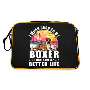 Je travaille dur pour que mon boxeur puisse avoir une vie meilleure - Sac Retro - noir/or - Dos
