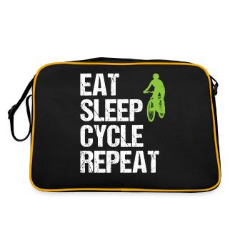 Radfahrerin Spruch Mountainbikerin Geschenk Damen - Retro Tasche - Schwarz/Gold - Hinten